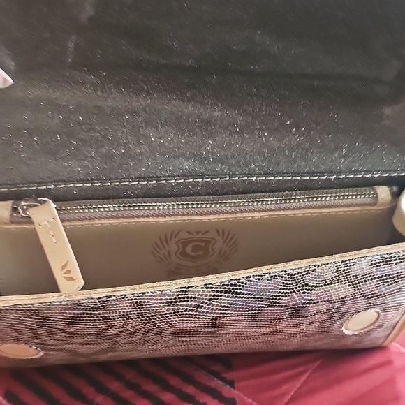 Consuela Tan and Silver Clutch with Animal Print - Picture 6 of 10